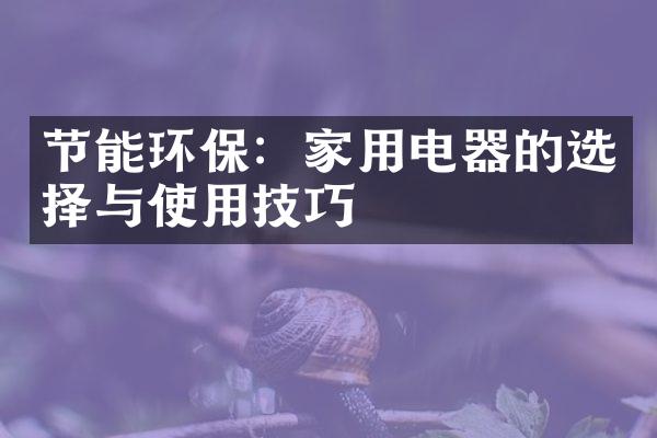 节能环保：家用电器的选择与使用技巧