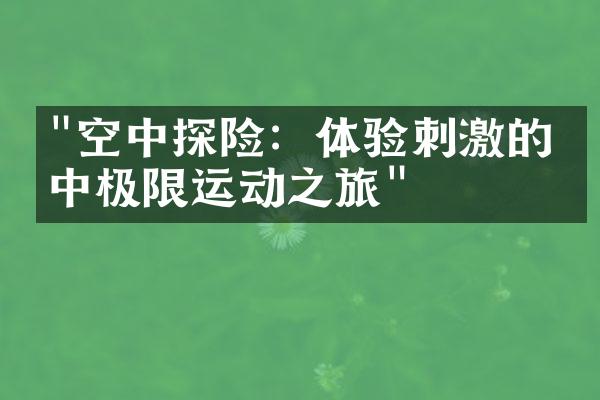 "空中探险：体验刺激的空中极限运动之旅"
