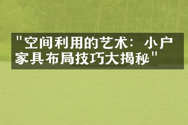 "空间利用的艺术：小户型家具布局技巧大揭秘"