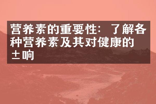 营养素的重要性：了解各种营养素及其对健康的影响