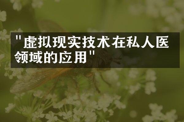 "虚拟现实技术在私人医疗领域的应用"