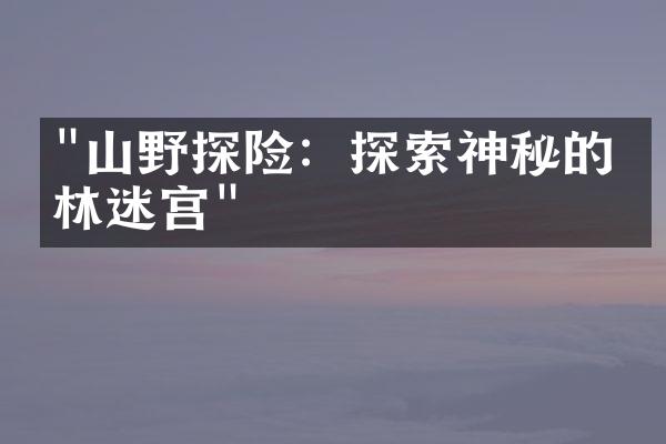 "山野探险：探索神秘的丛林迷宫"