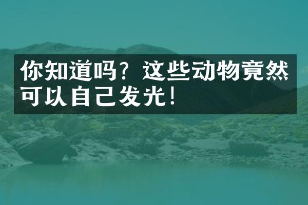你知道吗？这些动物竟然可以自己发光！