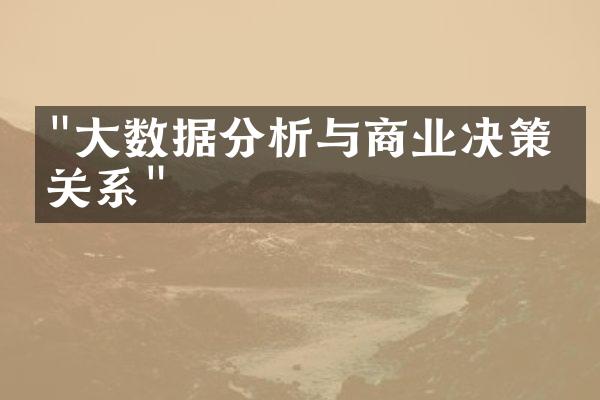 "大数据分析与商业决策的关系"