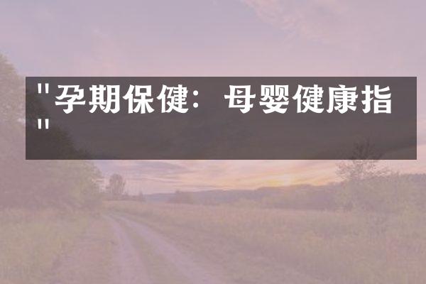 "孕期保健：母婴健康指南"