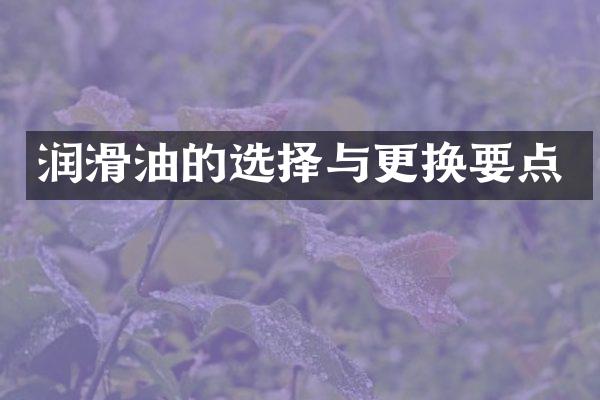 润滑油的选择与更换要点