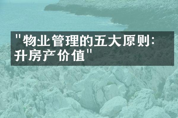 "物业管理的五大原则：提升房产价值"