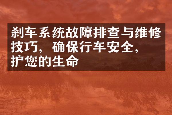 刹车系统故障排查与维修技巧，确保行车安全，保护您的生命