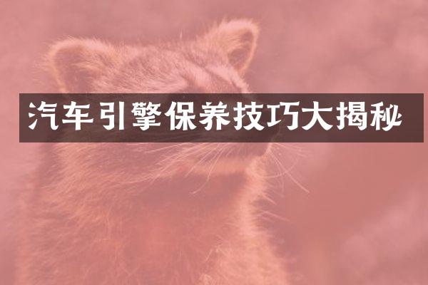 汽车引擎保养技巧大揭秘