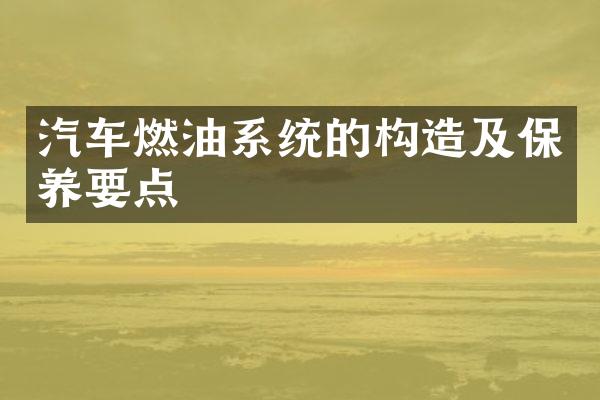 汽车燃油系统的构造及保养要点