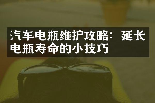 汽车电瓶维护攻略：延长电瓶寿命的小技巧