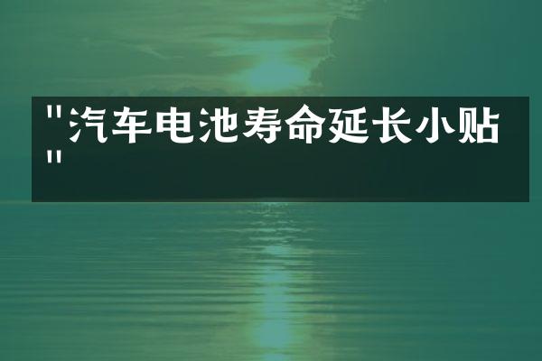 "汽车电池寿命延长小贴士"