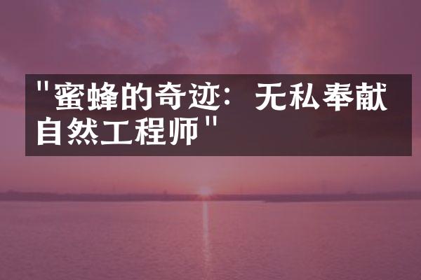 "蜜蜂的奇迹：无私奉献的自然工程师"