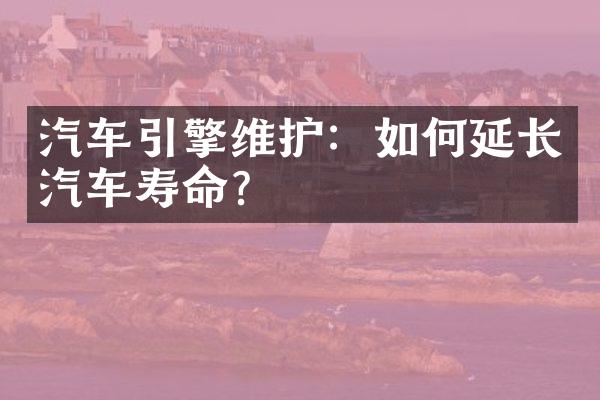 汽车引擎维护：如何延长汽车寿命？