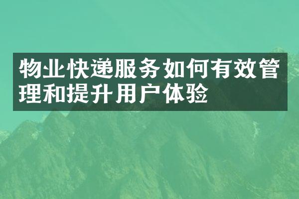 物业快递服务如何有效管理和提升用户体验
