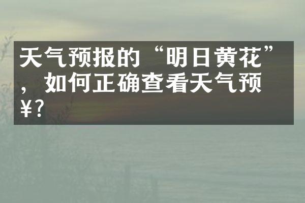 天气预报的“明日黄花”，如何正确查看天气预报？