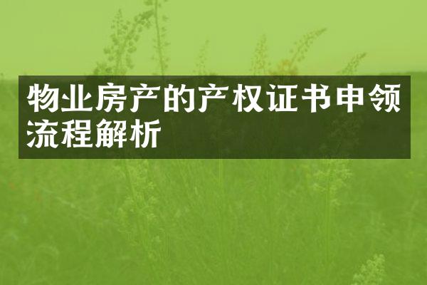 物业房产的产权证书申领流程解析