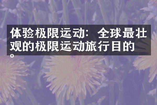 体验极限运动：全球最壮观的极限运动旅行目的地