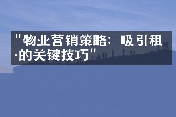 "物业营销策略：吸引租户的关键技巧"