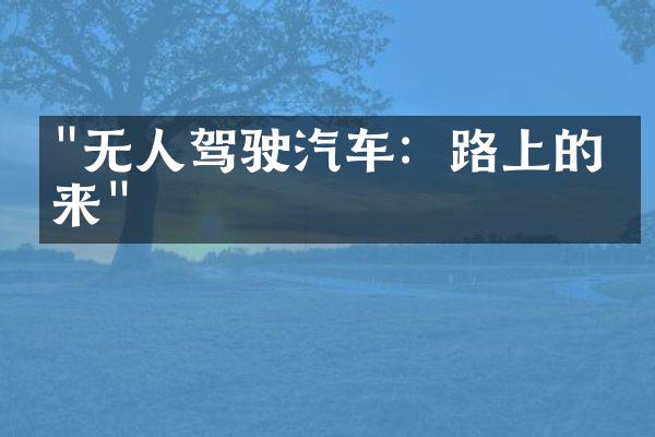 "无人驾驶汽车：路上的未来"