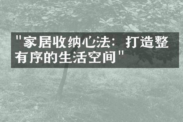 "家居收纳心法：打造整洁有序的生活空间"