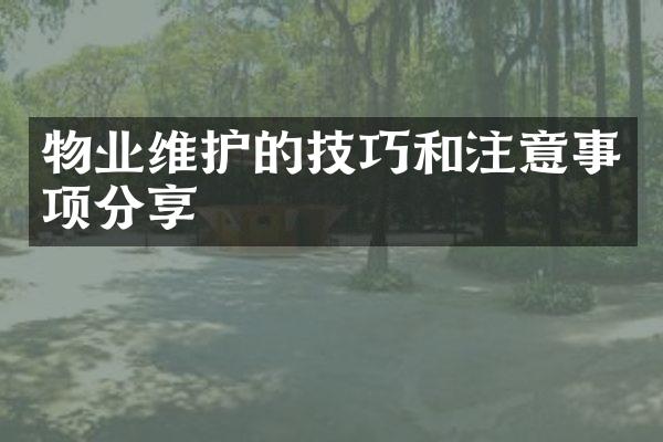 物业维护的技巧和注意事项分享