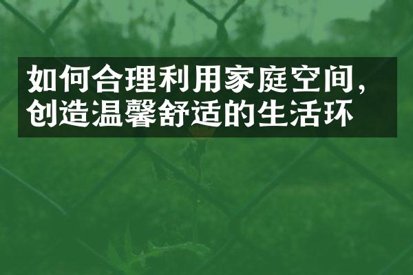 如何合理利用家庭空间，创造温馨舒适的生活环境