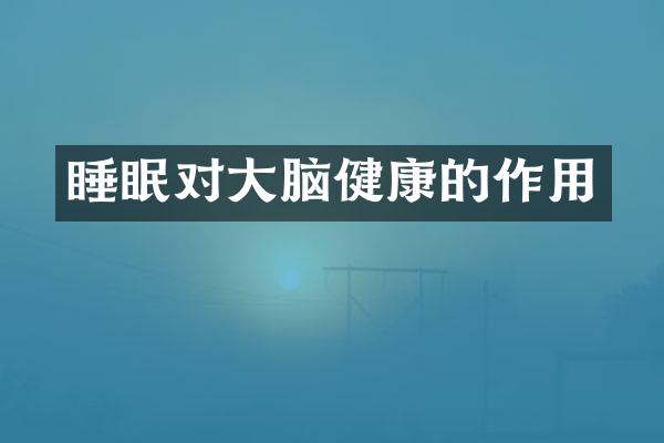 睡眠对大脑健康的作用