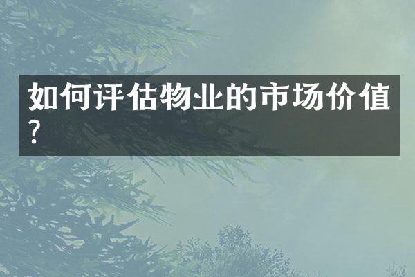 如何评估物业的市场价值？