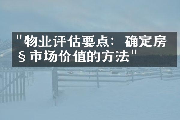 "物业评估要点：确定房产市场价值的方法"