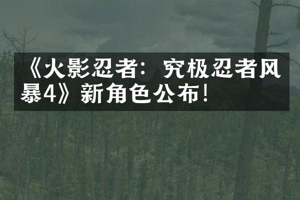 《火影忍者：究极忍者风暴4》新角色公布！