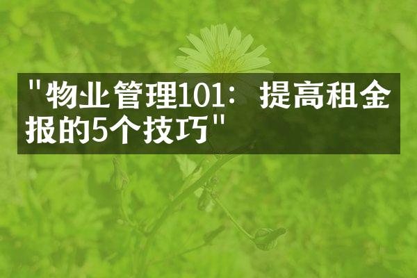 "物业管理101：提高租金回报的5个技巧"