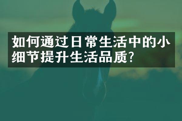 如何通过日常生活中的小细节提升生活品质？