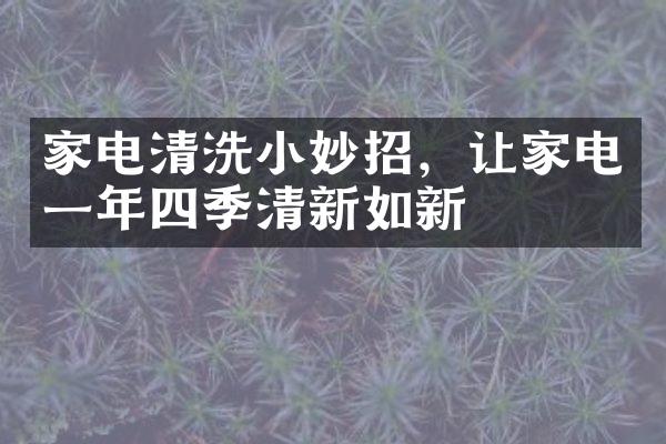 家电清洗小妙招，让家电一年四季清新如新
