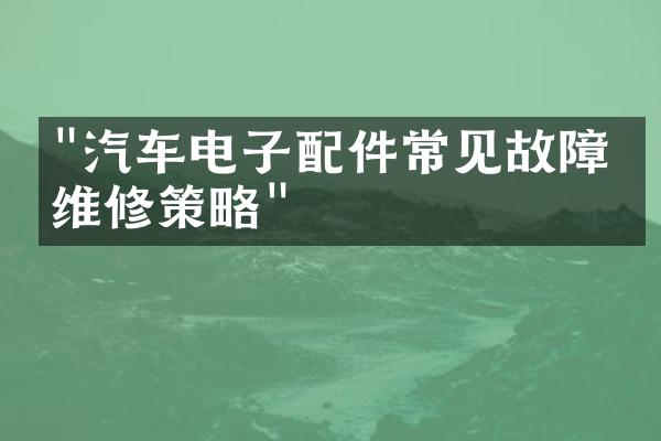 "汽车电子配件常见故障及维修策略"