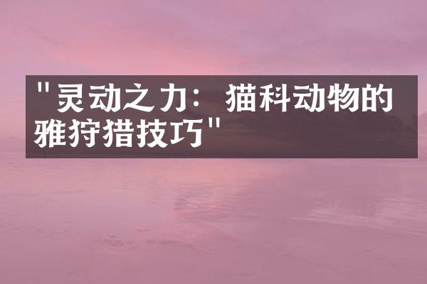 "灵动之力：猫科动物的优雅狩猎技巧"