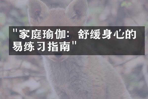 "家庭瑜伽：舒缓身心的简易练习指南"
