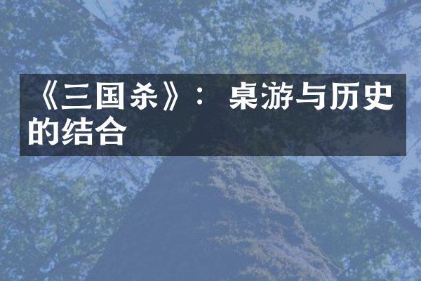 《三国杀》：桌游与历史的结合