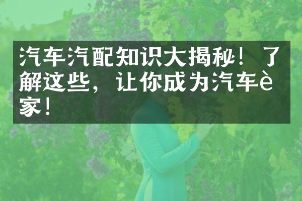 汽车汽配知识大揭秘！了解这些，让你成为汽车行家！
