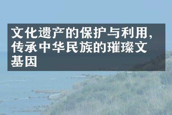 文化遗产的保护与利用，传承中华民族的璀璨文化基因