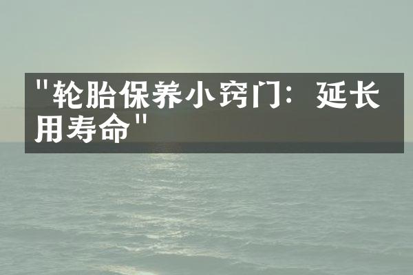 "轮胎保养小窍门：延长使用寿命"