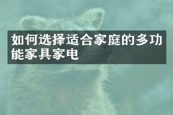 如何选择适合家庭的多功能家具家电