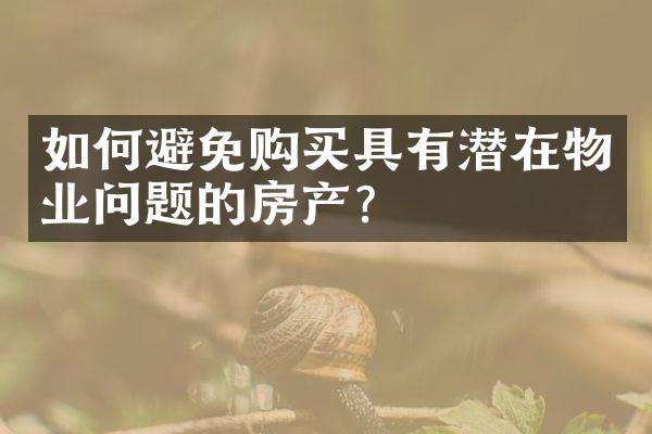 如何避免购买具有潜在物业问题的房产？