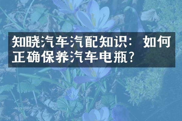 知晓汽车汽配知识：如何正确保养汽车电瓶？