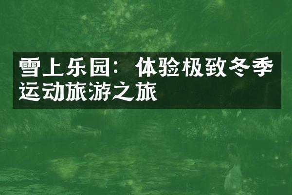 雪上乐园：体验极致冬季运动旅游之旅