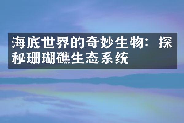 海底世界的奇妙生物：探秘珊瑚礁生态系统