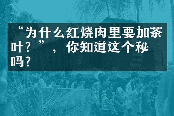 “为什么红烧肉里要加茶叶？”，你知道这个秘密吗？