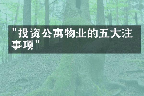 "投资公寓物业的五大注意事项"