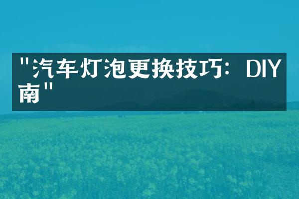 "汽车灯泡更换技巧：DIY指南"