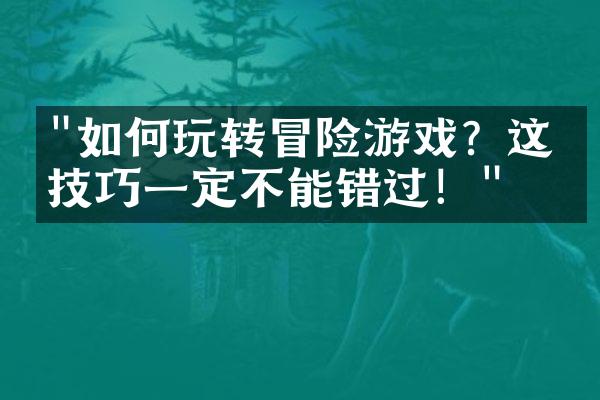 "如何玩转冒险游戏？这些技巧一定不能错过！"
